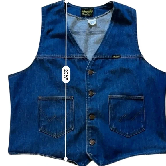 VTG Wrangler Denim Vest No Fault 70s 80s Made In USA Cowboy Western Sz XL - Picture 12 of 12